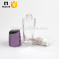 30ml clear glass foundation cosmetic lotion bottle with purple cap